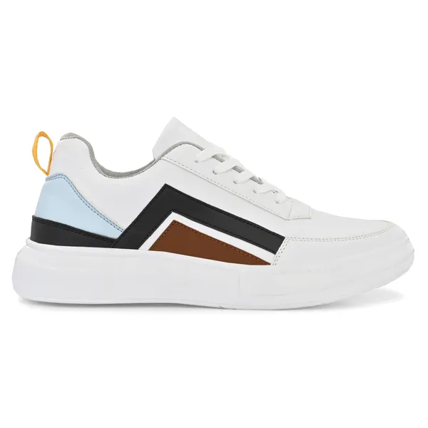 White_Leatherette_And_Airmix_Lace_Ups_Sneakers_For_Men