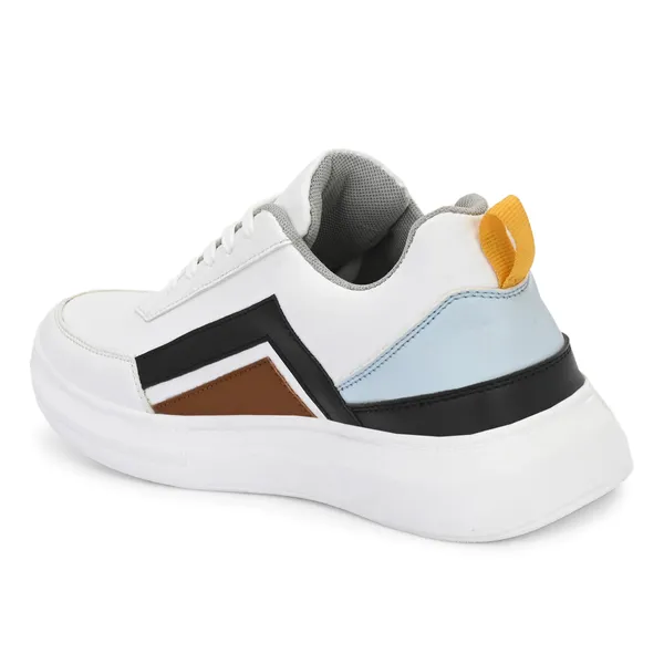 White_Leatherette_And_Airmix_Lace_Ups_Sneakers_For_Men