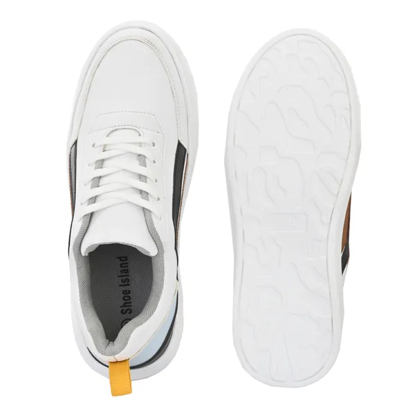 White_Leatherette_And_Airmix_Lace_Ups_Sneakers_For_Men