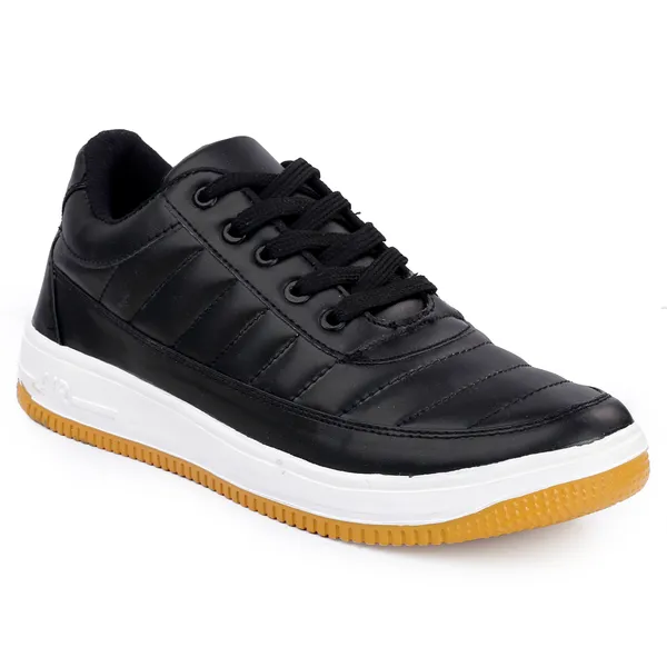 Black_Leatherette_And_Airmix_Lace_Ups_Sneakers_For_Men