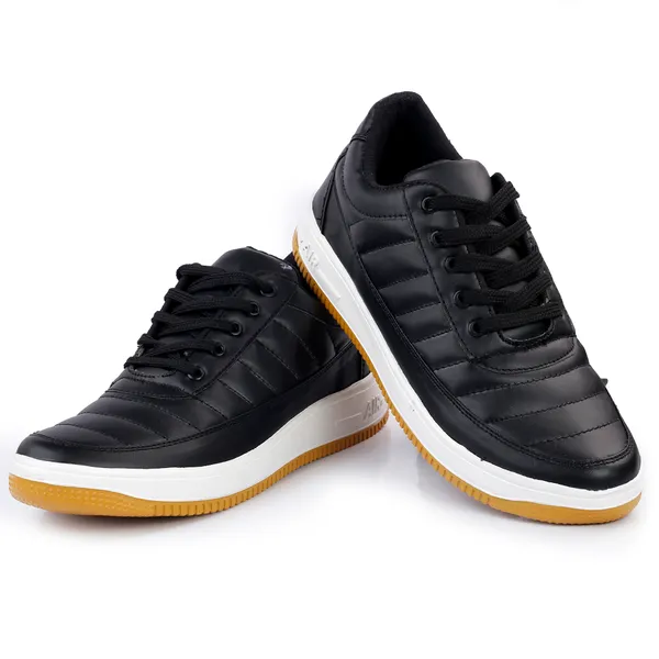 Black_Leatherette_And_Airmix_Lace_Ups_Sneakers_For_Men