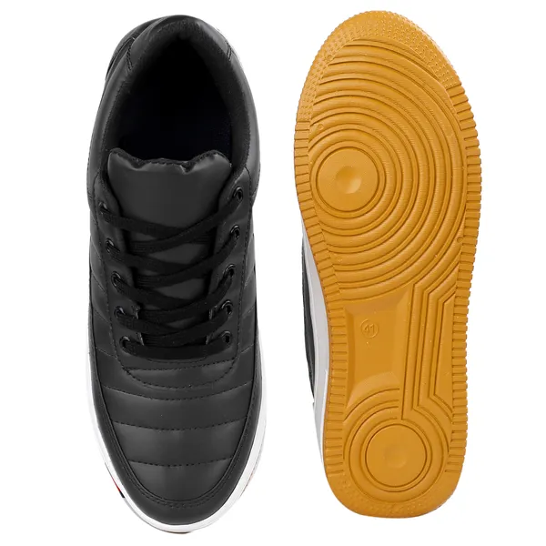 Black_Leatherette_And_Airmix_Lace_Ups_Sneakers_For_Men