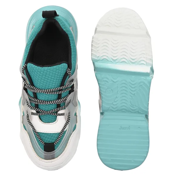 Blue_Mesh_And_Airmix_Lace_Ups_Sports_Shoes_For_Women