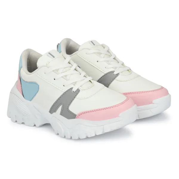White_Mesh_And_Airmix_Lace_Ups_Sports_Shoes_For_Women