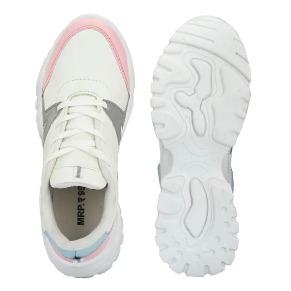 White_Mesh_And_Airmix_Lace_Ups_Sports_Shoes_For_Women