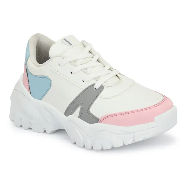 White_Mesh_And_Airmix_Lace_Ups_Sports_Shoes_For_Women