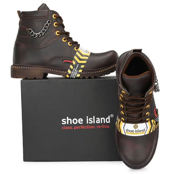 Brown_Leatherette_And_Airmix_Lace_Ups_Boots_For_Men