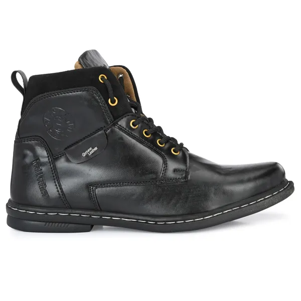 Black_Leatherette_And_Airmix_Lace_Ups_Boots_For_Men