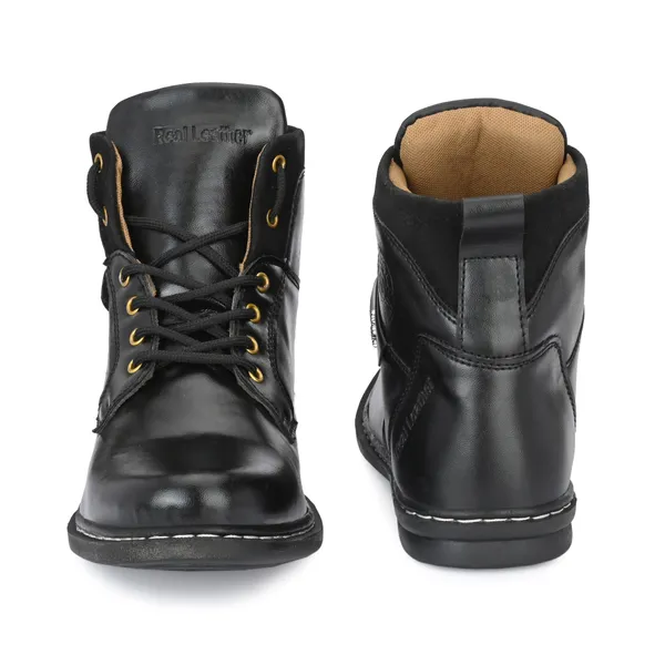 Black_Leatherette_And_Airmix_Lace_Ups_Boots_For_Men