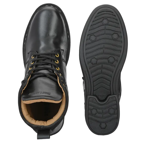 Black_Leatherette_And_Airmix_Lace_Ups_Boots_For_Men