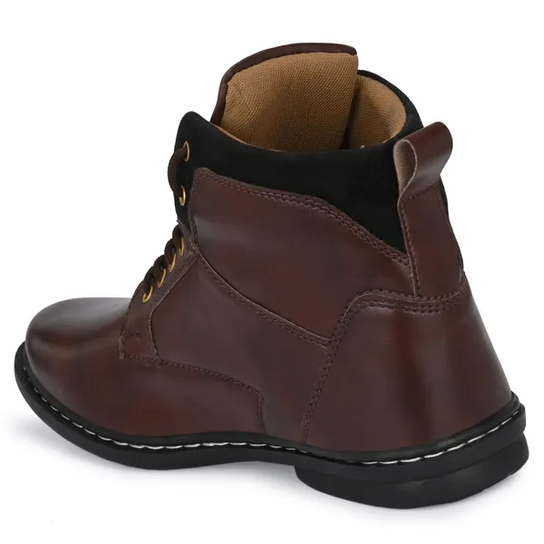 Brown_Leatherette_And_Airmix_Lace_Ups_Boots_For_Men