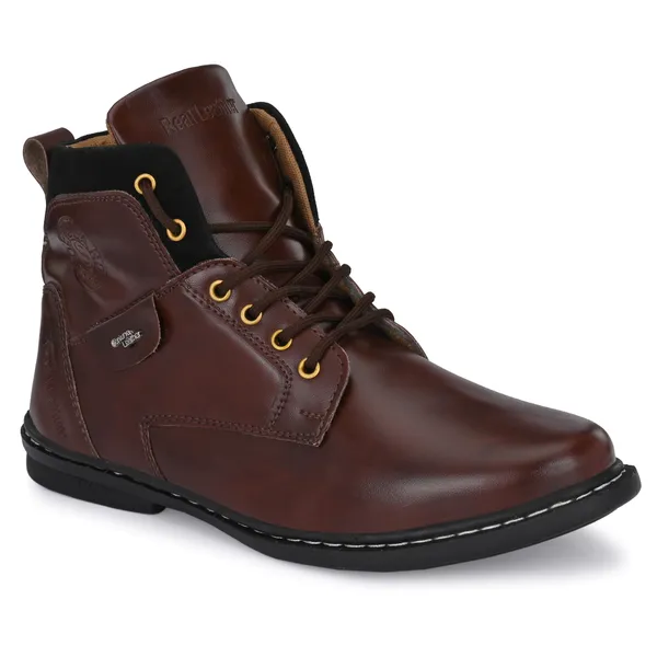 Brown_Leatherette_And_Airmix_Lace_Ups_Boots_For_Men