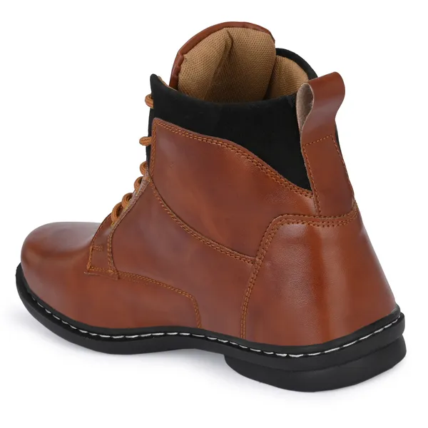 Tan_Brown_Leatherette_And_Airmix_Lace_Ups_Boots_For_Men