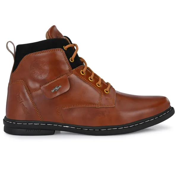 Tan_Brown_Leatherette_And_Airmix_Lace_Ups_Boots_For_Men