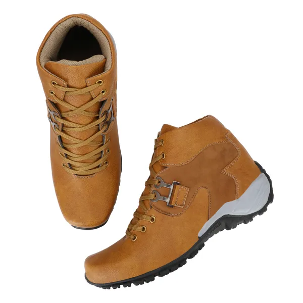 Tan_Brown_Leatherette_And_Airmix_Lace_Ups_Boots_For_Men