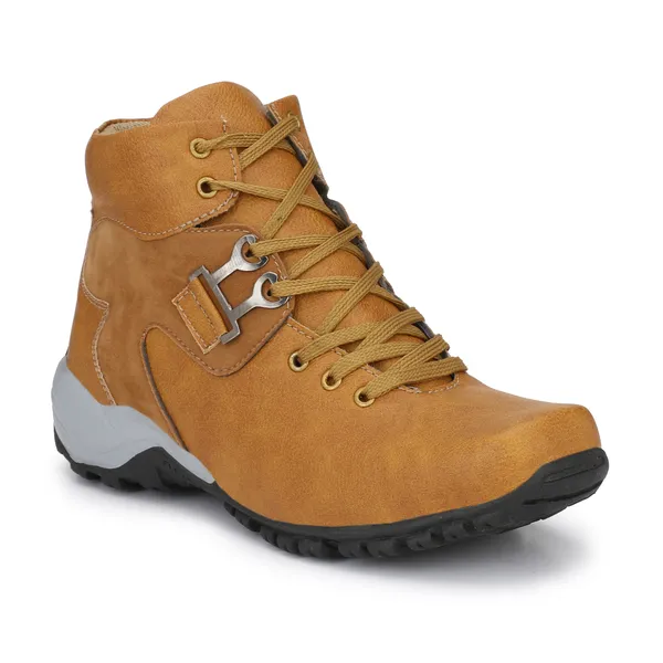 Tan_Brown_Leatherette_And_Airmix_Lace_Ups_Boots_For_Men