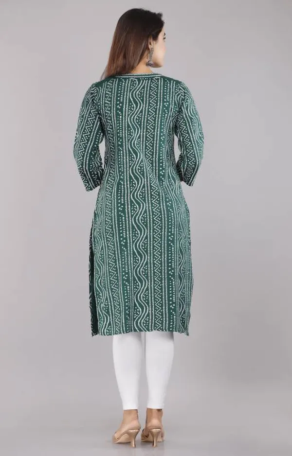 Green_Rayon_Bhandej_Print_Regular_Wear_Kurti_Set