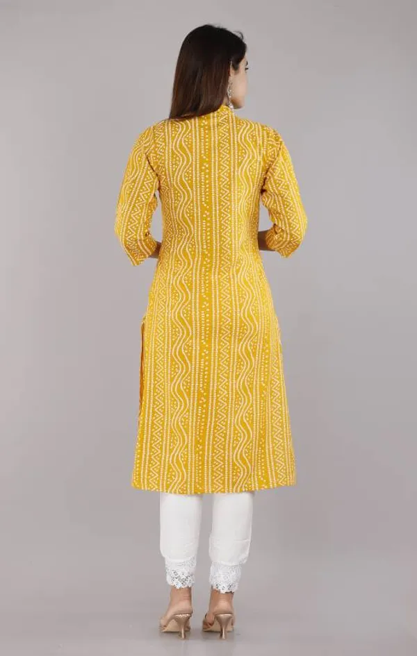 Mustard_Rayon_Bhandej_Print_Regular_Wear_Kurti_Set