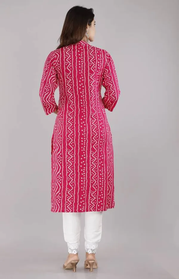 Rani_Pink_Rayon_Bhandej_Print_Regular_Wear_Kurti_Set