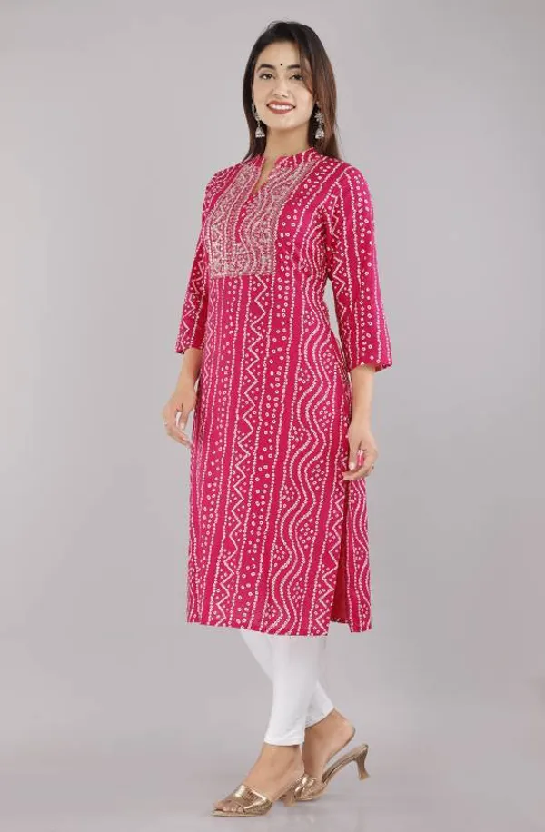Rani_Pink_Rayon_Bhandej_Print_Regular_Wear_Kurti_Set