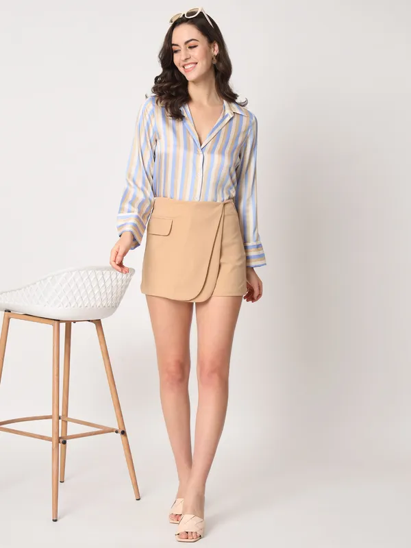 Zastraa_Nude_Coloured_Cross_Over_Mini_Scuba_Skorts_With_Flap