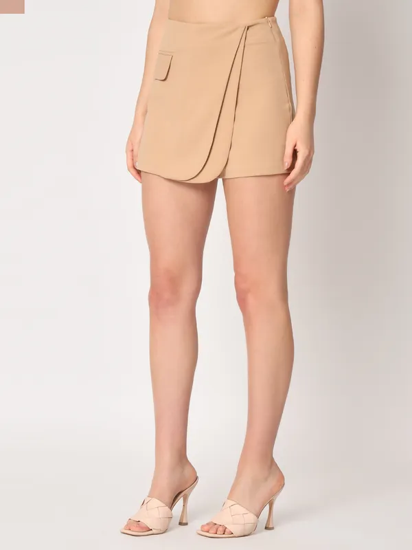 Zastraa_Nude_Coloured_Cross_Over_Mini_Scuba_Skorts_With_Flap