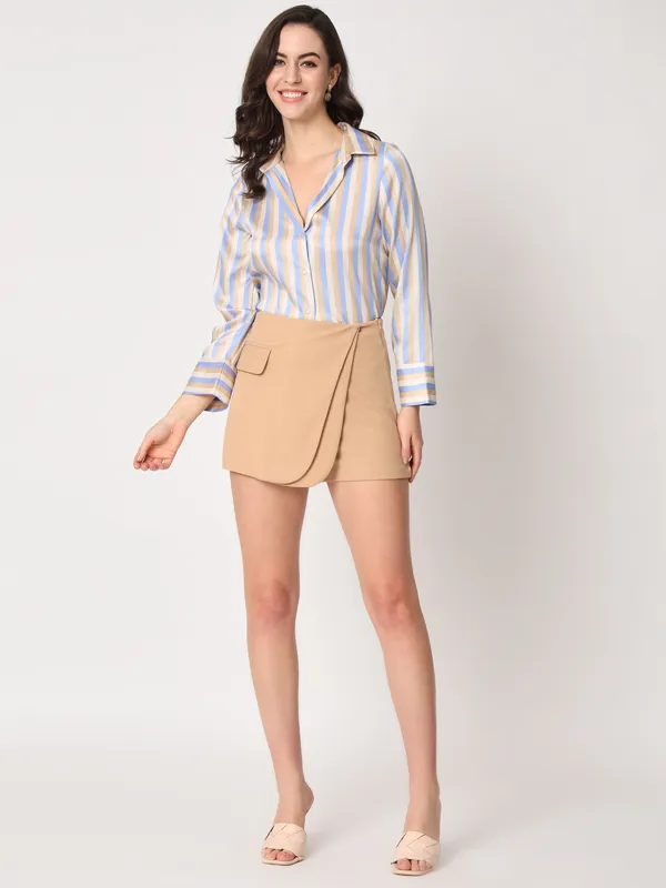 Zastraa_Nude_Coloured_Cross_Over_Mini_Scuba_Skorts_With_Flap