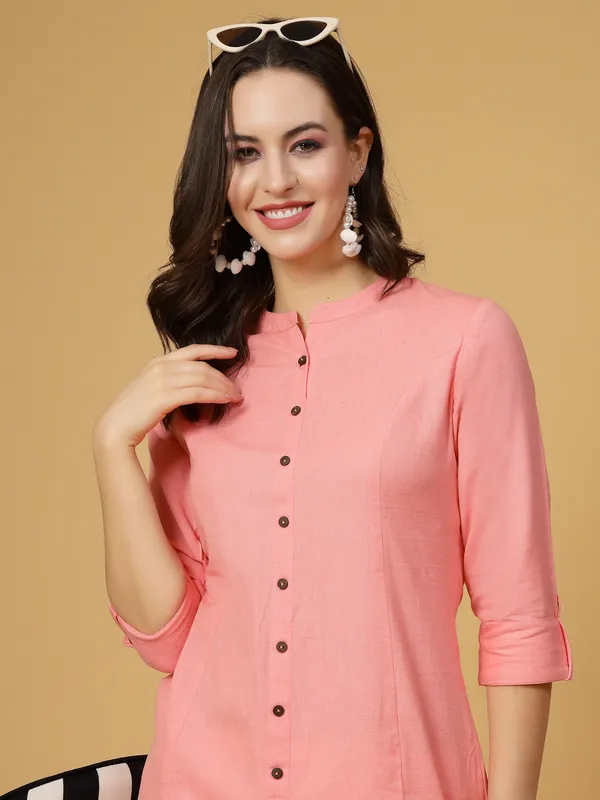 Light_Pink_Cotton_Solid_Regular_A-line_Kurta