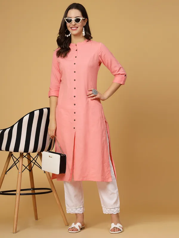 Light_Pink_Cotton_Solid_Regular_A-line_Kurta