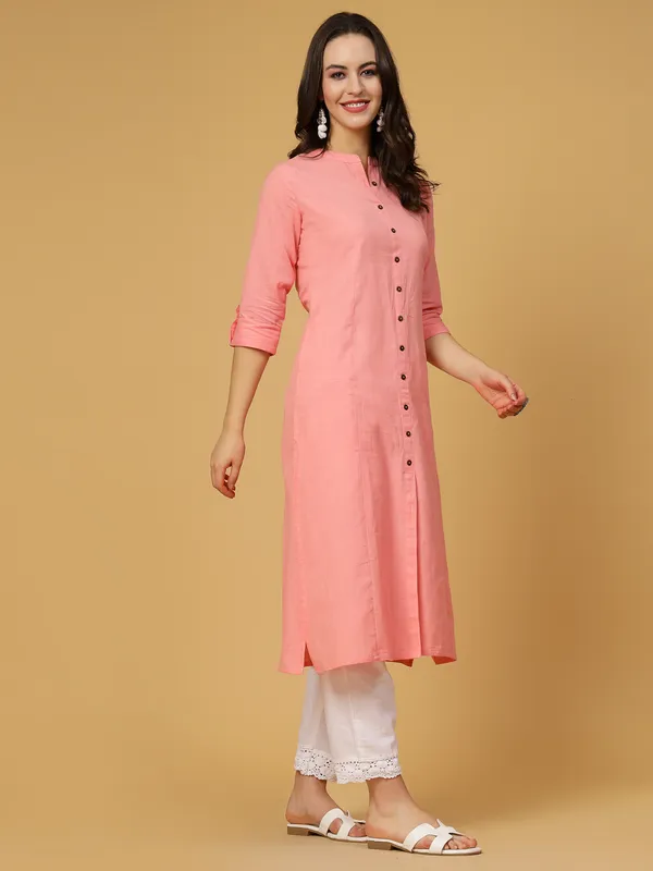 Light_Pink_Cotton_Solid_Regular_A-line_Kurta