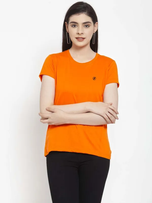 Pack_of_2_White_&_Orange_Cotton_Round_Neck_Short_Sleeves_T-Shirt_For_Women