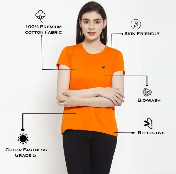 Pack_of_2_White_&_Orange_Cotton_Round_Neck_Short_Sleeves_T-Shirt_For_Women