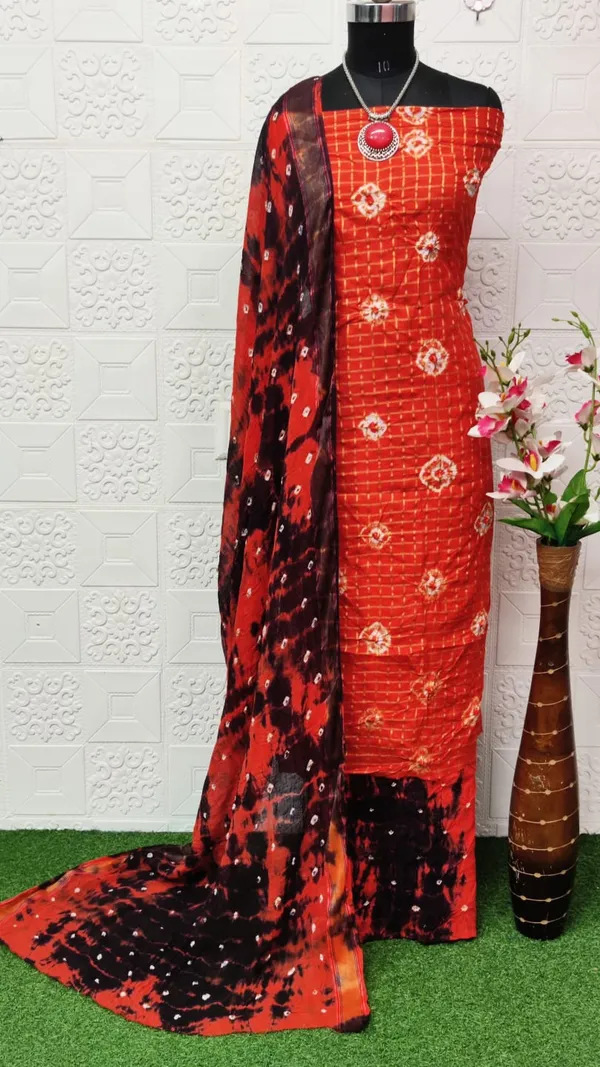 Unstitched_Suit_Dress_Material_|_Beauty_Queen_Chex_Pure_Cotton_Hand_Bandhej_Bandhani_|_Premium_Unstitched_Suit_Material_For_Her_|_4.25_Meter_Top_&_Bottom_With_2_Meter_Dupatta