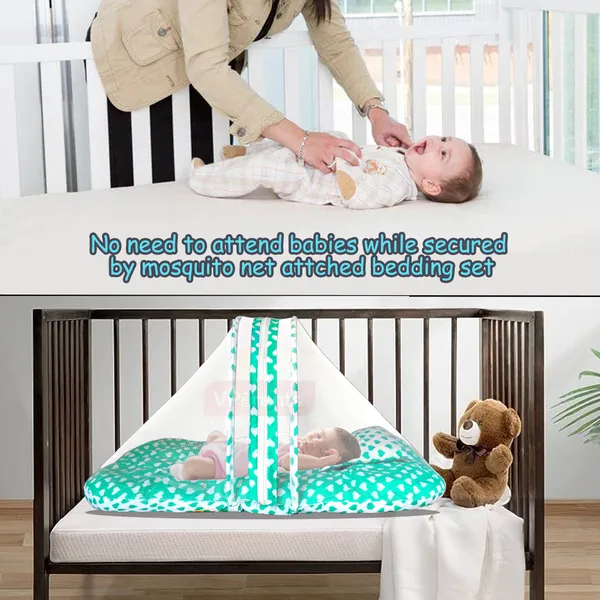 Rosy_Baby_Bedding_Set_with_Pillow_and_Drysheet_Combo_(Green)