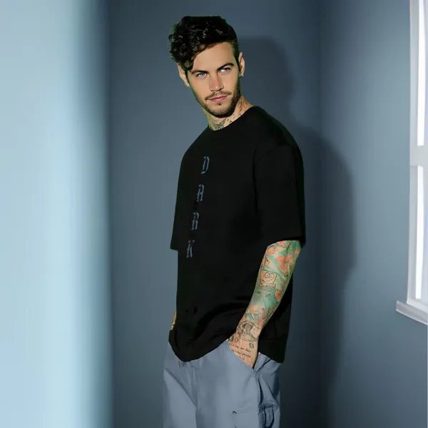 Black_Oversized_Printed_Half_Sleeve_Cotton_T-Shirt_For_Men