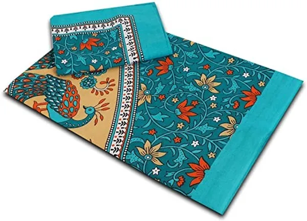 100%_Cotton_Printed_Double_Bedsheet_(Green)
