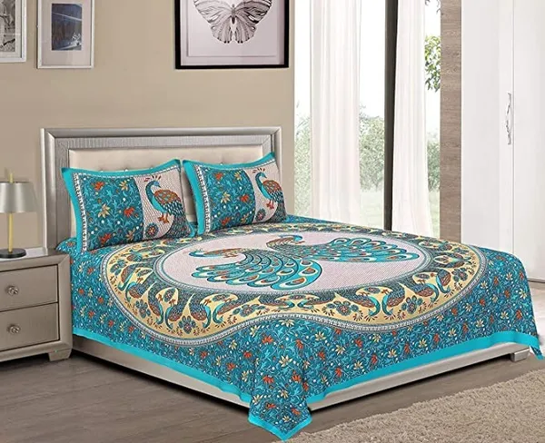100%_Cotton_Printed_Double_Bedsheet_(Green)