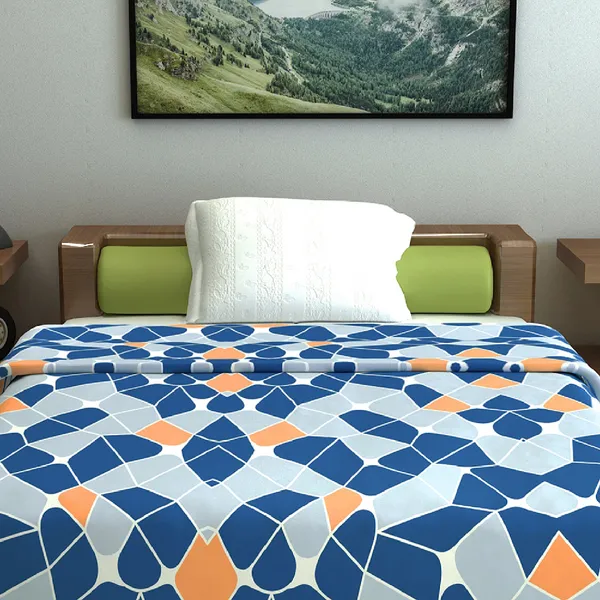 Printed_Single_Comforter_for_Mild_Winter_(Polyester,_Dark_Blue,_Orange)