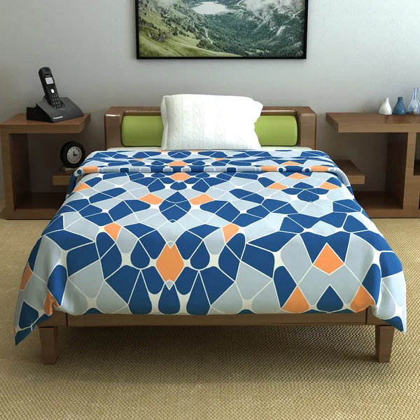 Printed_Single_Comforter_for_Mild_Winter_(Polyester,_Dark_Blue,_Orange)