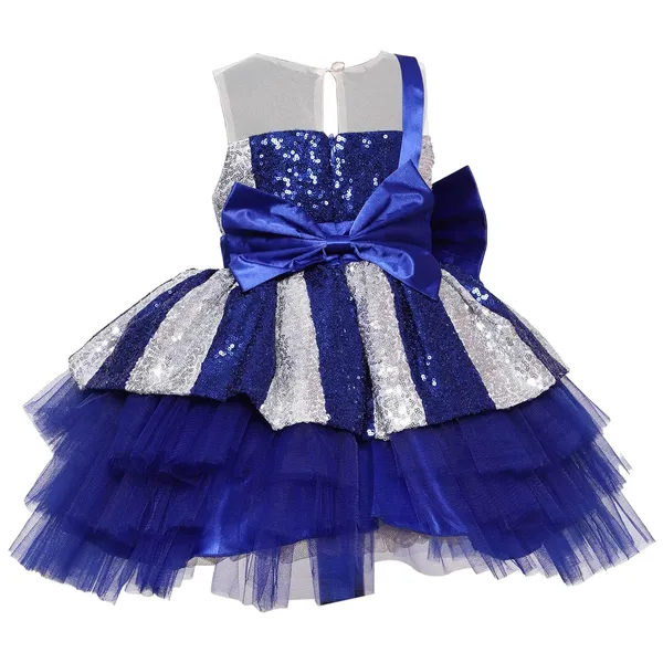 Royal_Blue_Sequined_Bow_Detailed_Round_Neck_Dress_For_Girls