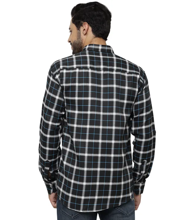 Black_Color_Spread_Collar_Cotton__Check_Shirt