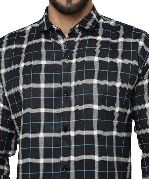 Black_Color_Spread_Collar_Cotton__Check_Shirt
