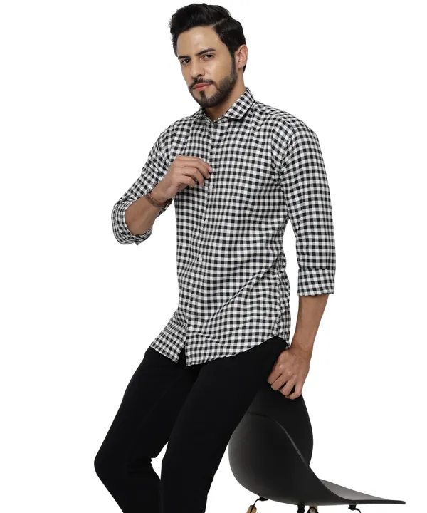 Black_Color_Spread_Collar_Cotton__Check_Shirt