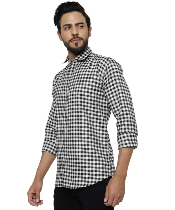 Black_Color_Spread_Collar_Cotton__Check_Shirt