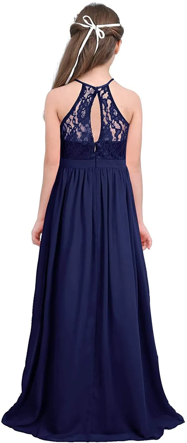 Blue_Georgette_Lace_Work_Halter_Neck_Gown_For_Girls