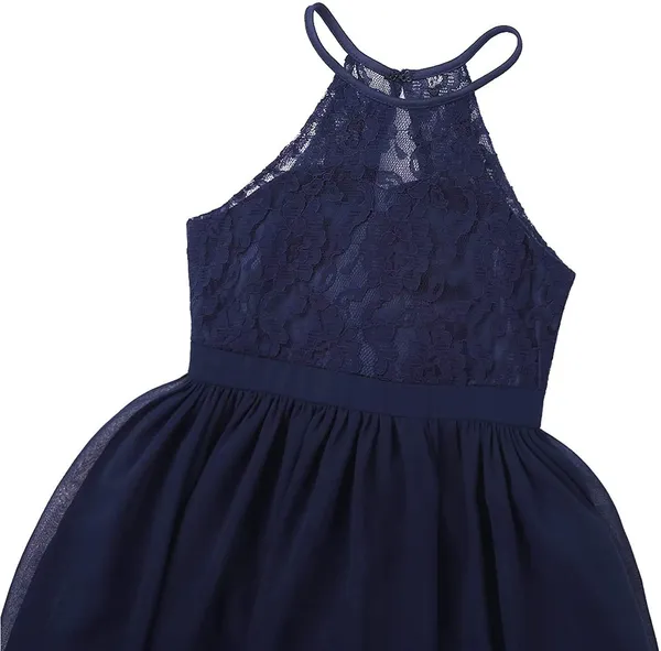 Blue_Georgette_Lace_Work_Halter_Neck_Gown_For_Girls