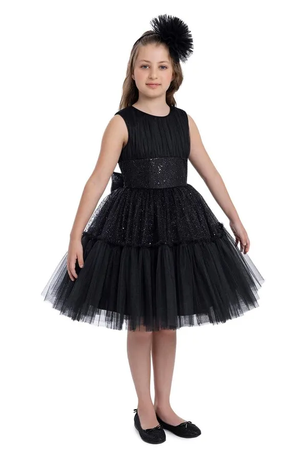 Black_Net_Sequined_Round_Neck_Dress_For_Girls