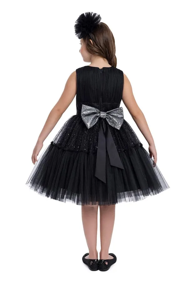 Black_Net_Sequined_Round_Neck_Dress_For_Girls