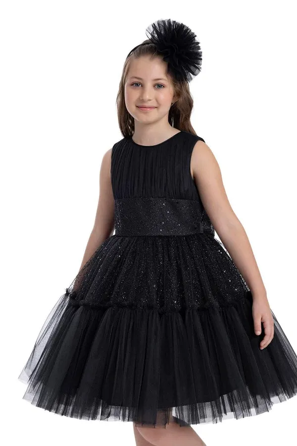 Black_Net_Sequined_Round_Neck_Dress_For_Girls