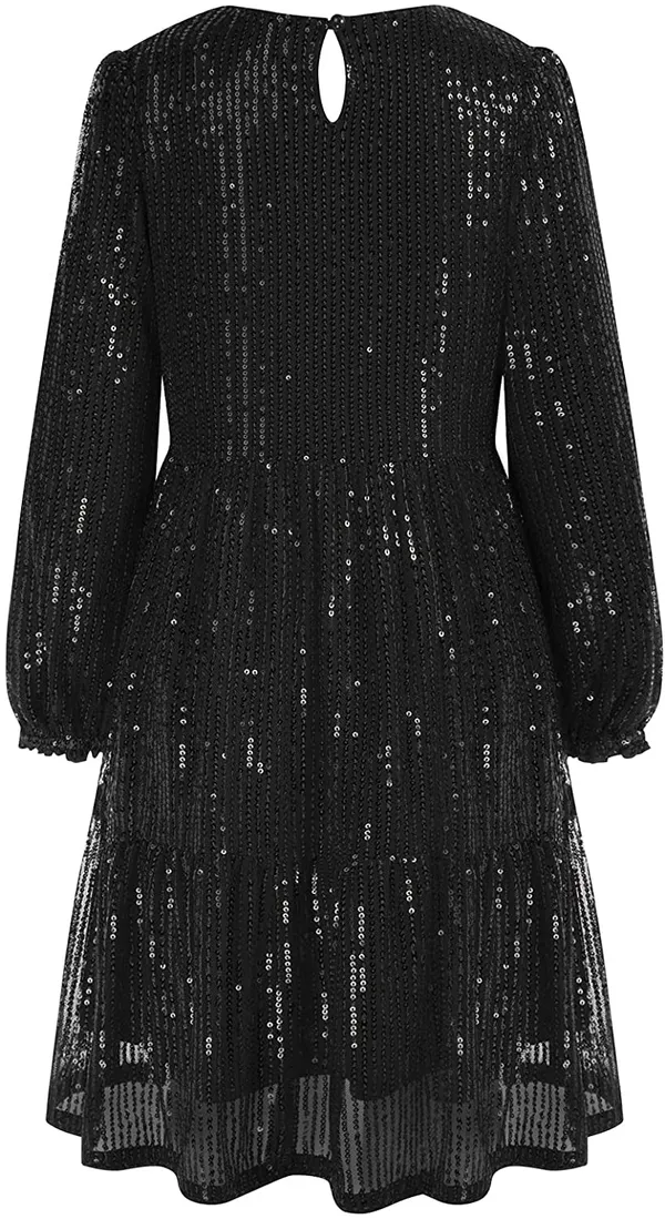 Black_Cotton_Sequined_Round_Neck_Dress_For_Girls